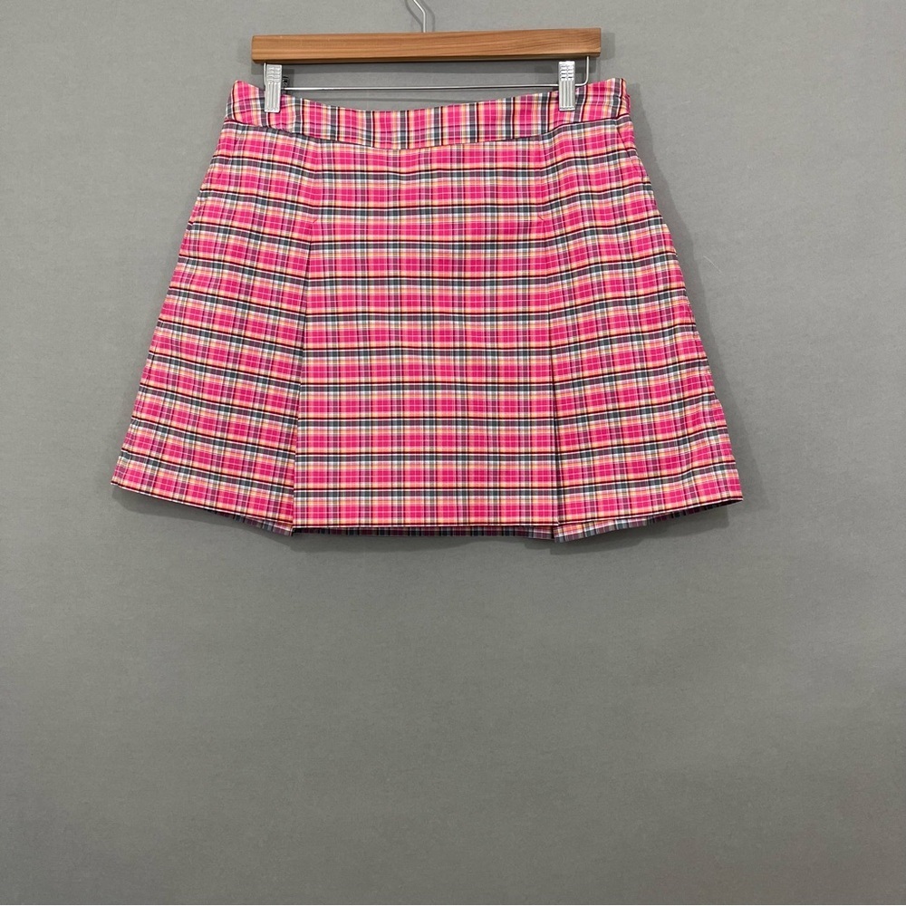 Liz Golf Pink Plaid Pleated Athletic Skort